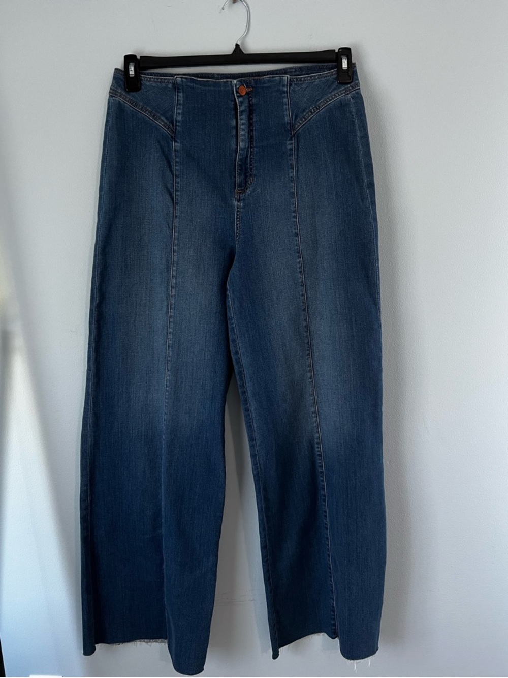 Sneak Peek Jeans Size 15 High Rise Wide Leg Fringe Hem Y2K Trend 32 Waist